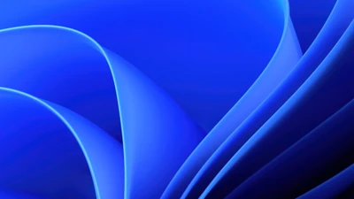 Olas azules abstractas que representan el diseño elegante de Windows 11.