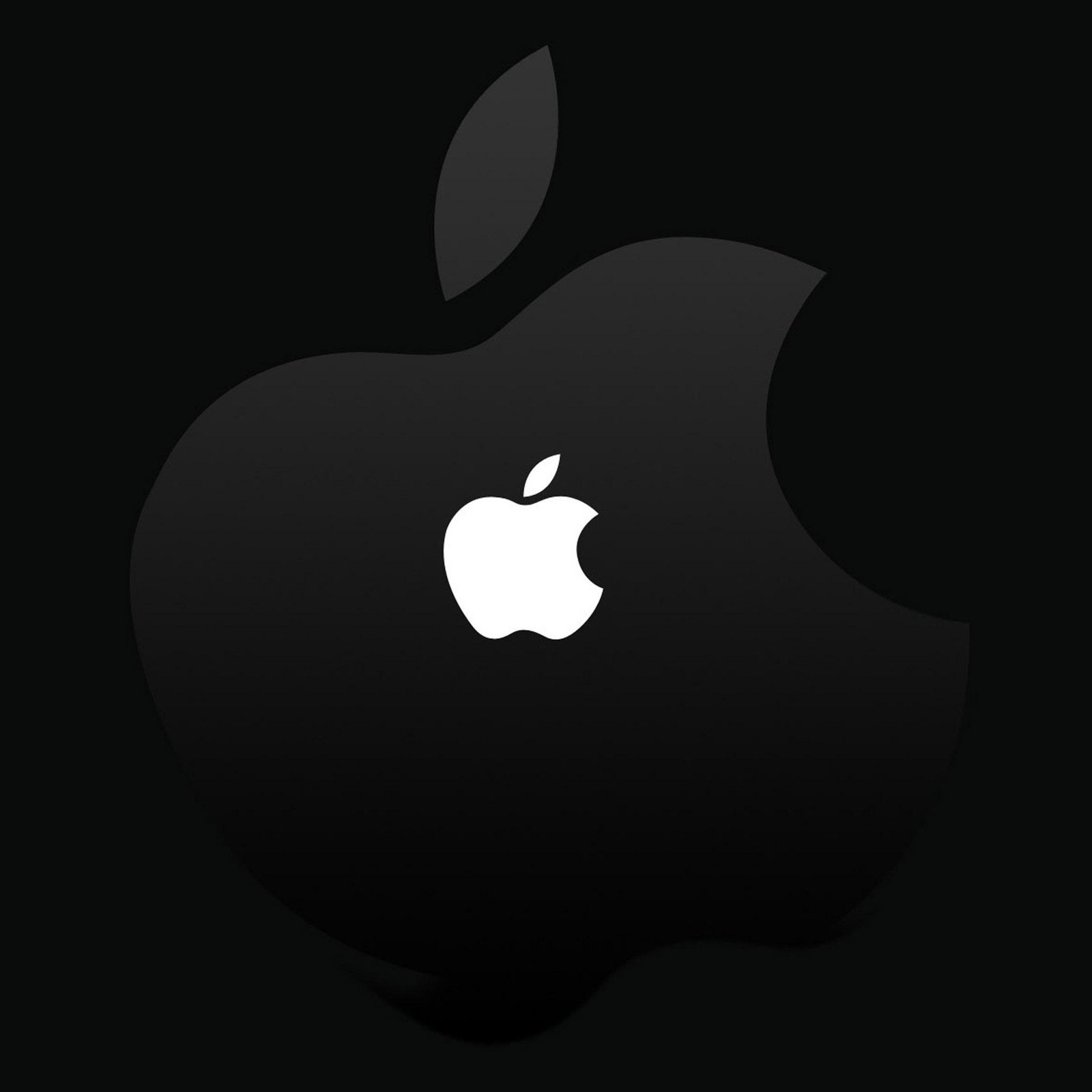 Logo de apple sobre fondo negro (manzana, oscuro)