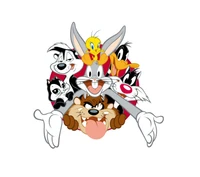 Personnages classiques de Looney Tunes dans une pose de groupe amusante