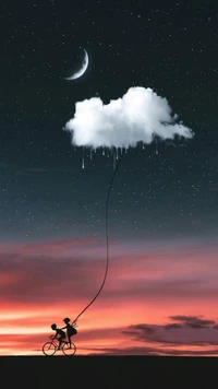 cloud, cycle, love, night wallpaper