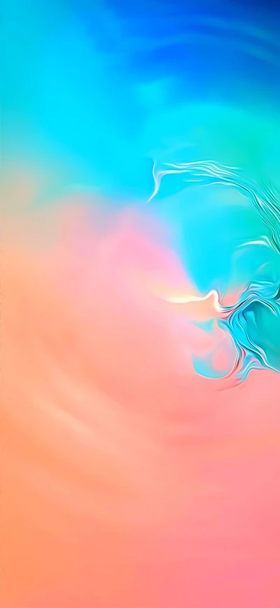 Fondo oficial de Samsung Galaxy S10: Remolinos vibrantes de azul y rosa