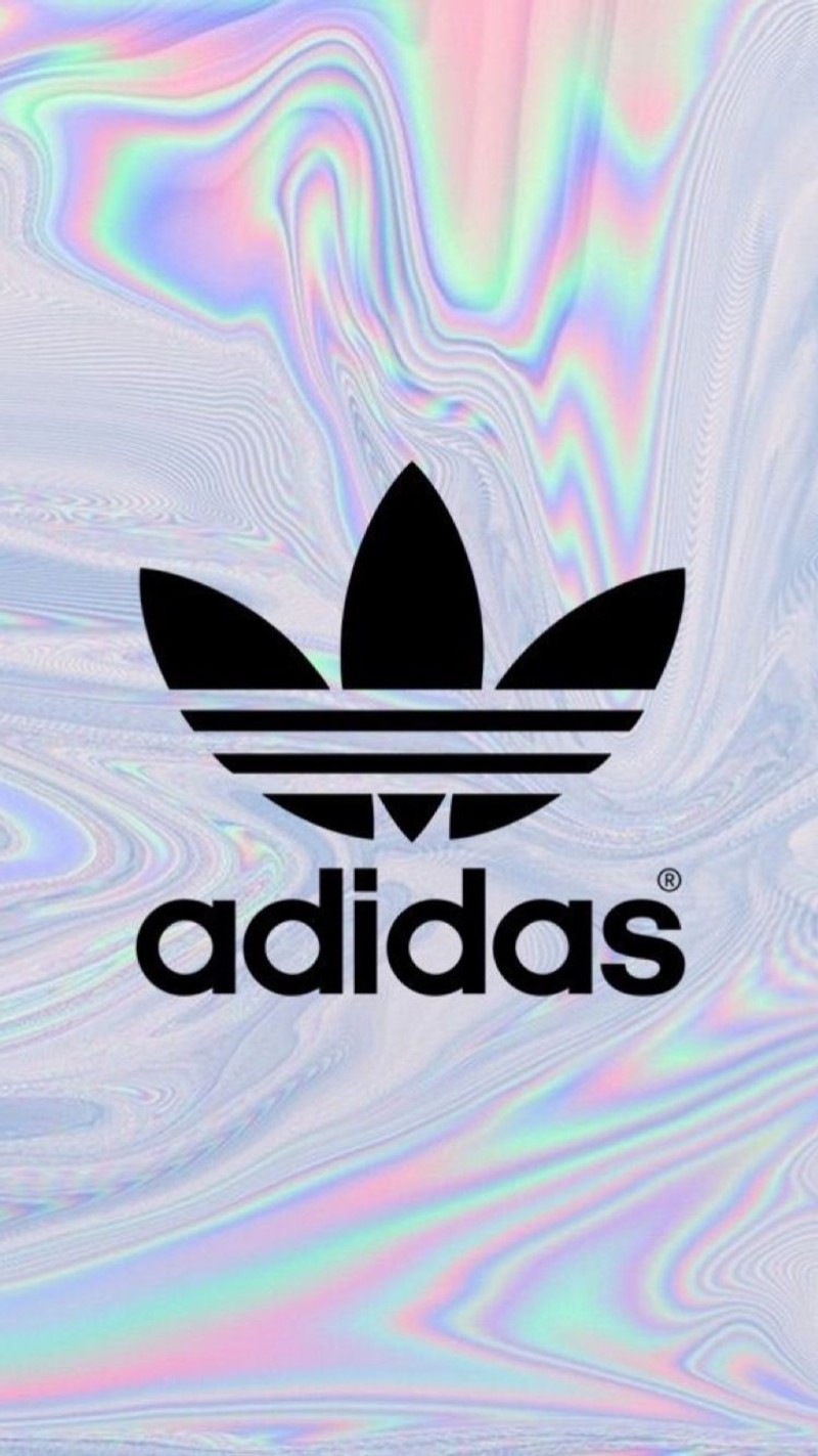 Логотип adidas на голографическом фоне (абстракция, абстрактный цифровой, бабочка, цифровой, котята)