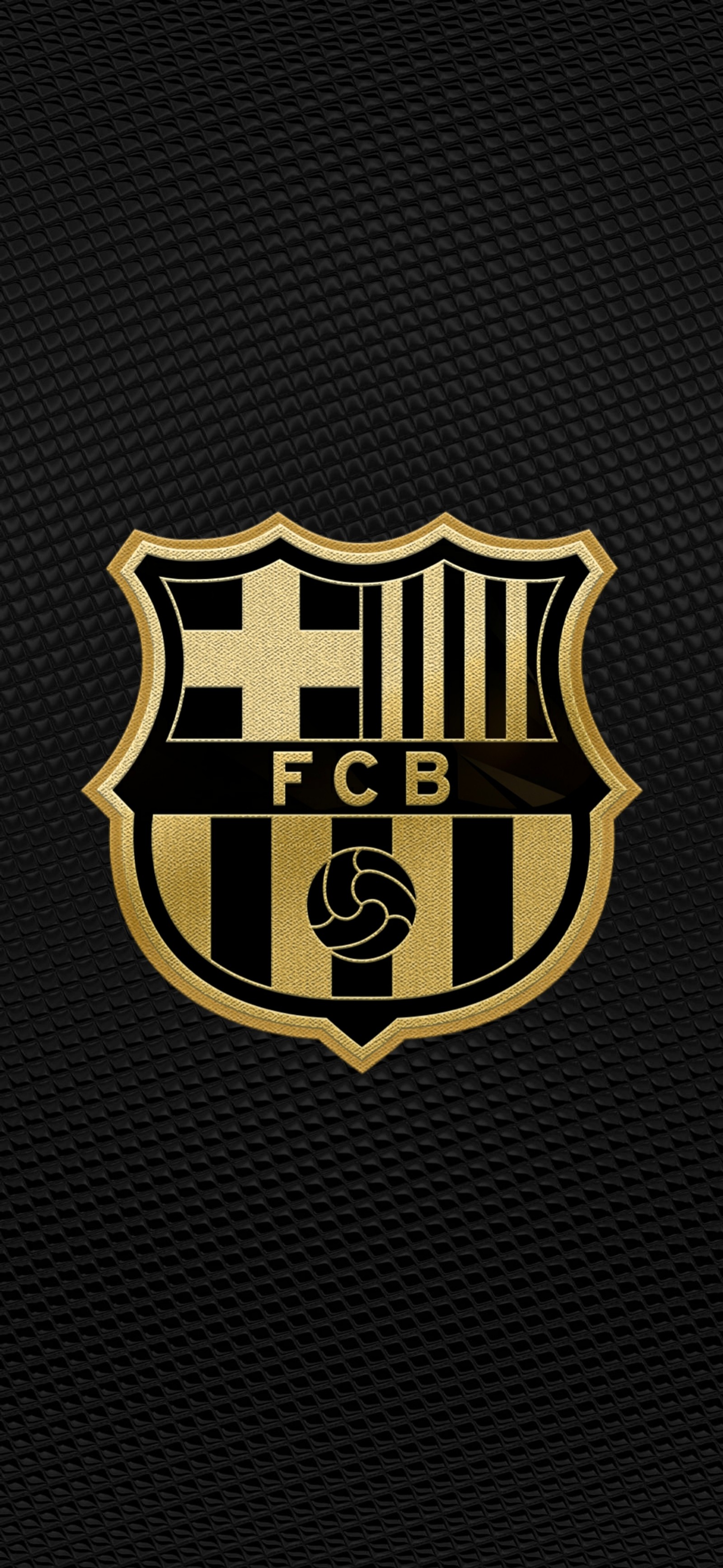 A close up of a black and gold logo on a black background (barcelona, black, messi)