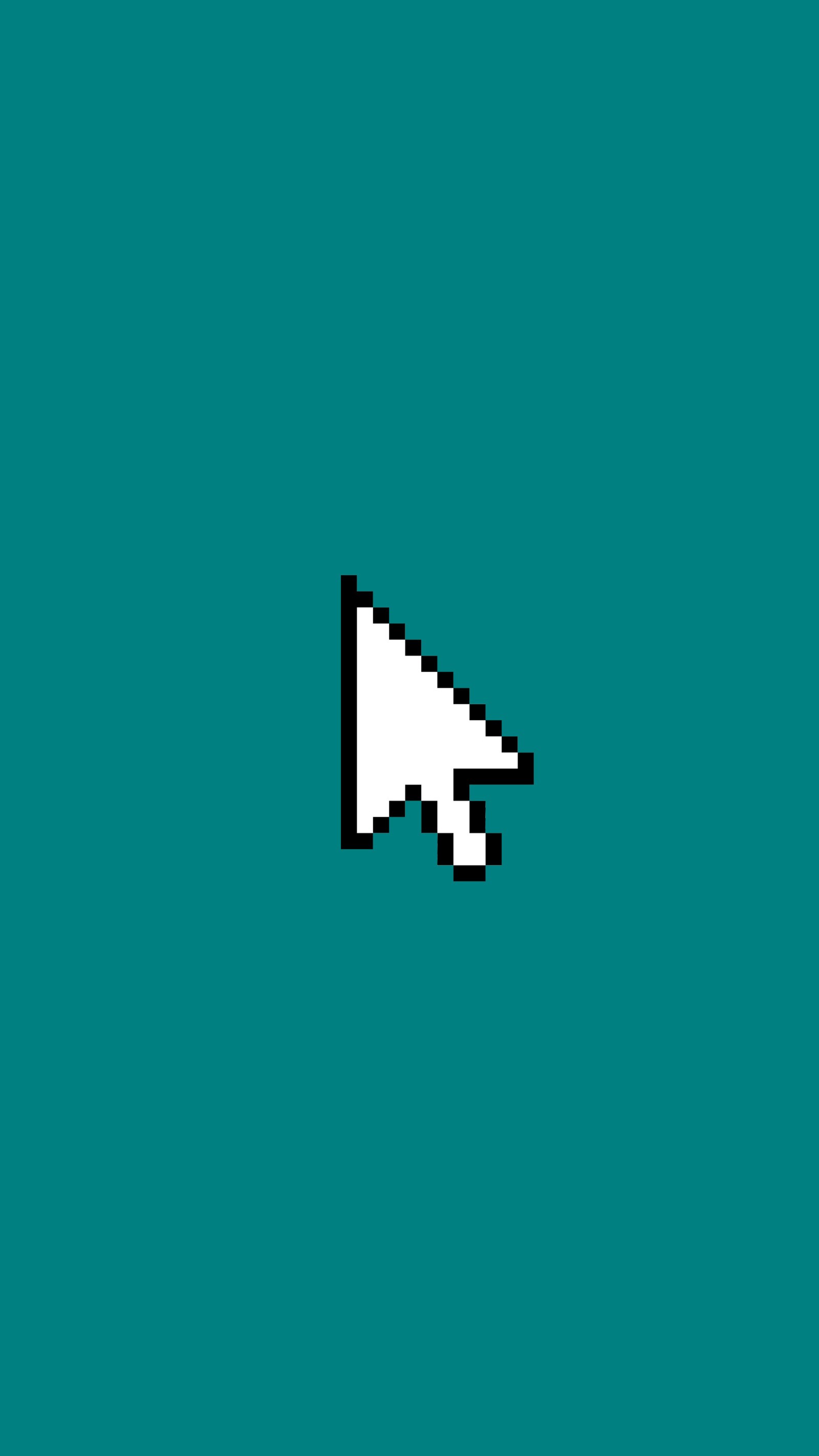 There is a pixel cursord button on a teal green background (cursor, desktop, green, pc)