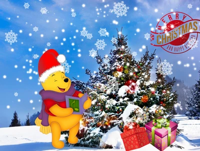 happy new year, merry christmas, winnie pooh, xmas