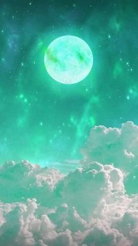 Celestial Dreams: A Luminous Moon Amidst Ethereal Clouds