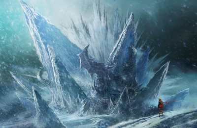 Majestic Ice Fortress in a Frigid Landscape