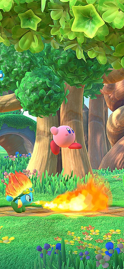 Kirby in a Vibrant Natural Landscape