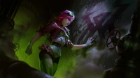 Personagem de League of Legends em um ambiente industrial misterioso