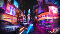 Joker, der durch die neonbeleuchteten Straßen von New York City läuft - 2019