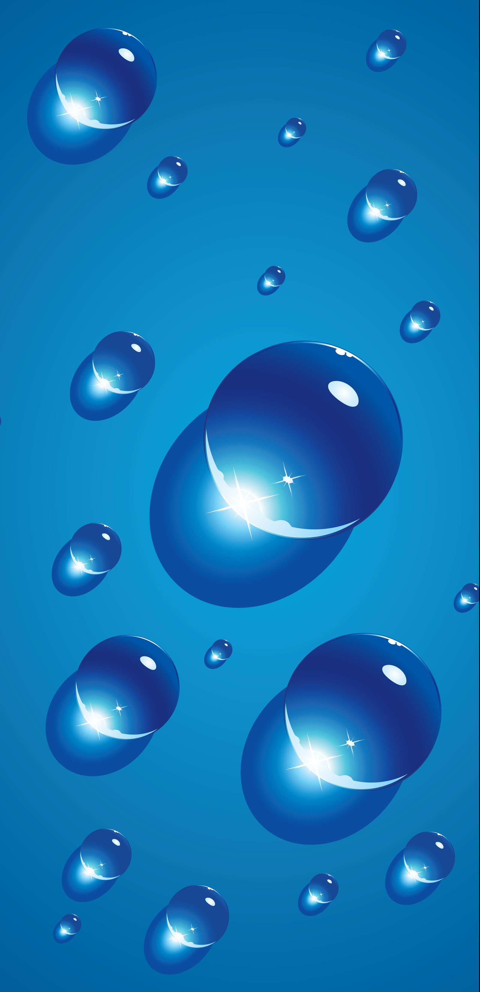 A close up of a bunch of water droplets on a blue background (drop set, drop water, drop, water, liquid)