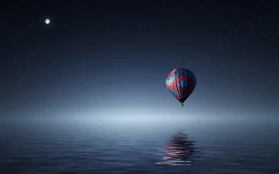 passeio de balão, atmosfera, balão de ar quente, água, horizonte