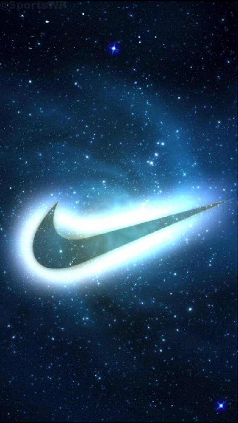 Логотип nike на фоне галактики со звездами (атмосфера, космос, вселенная, символ, астрономический объект)