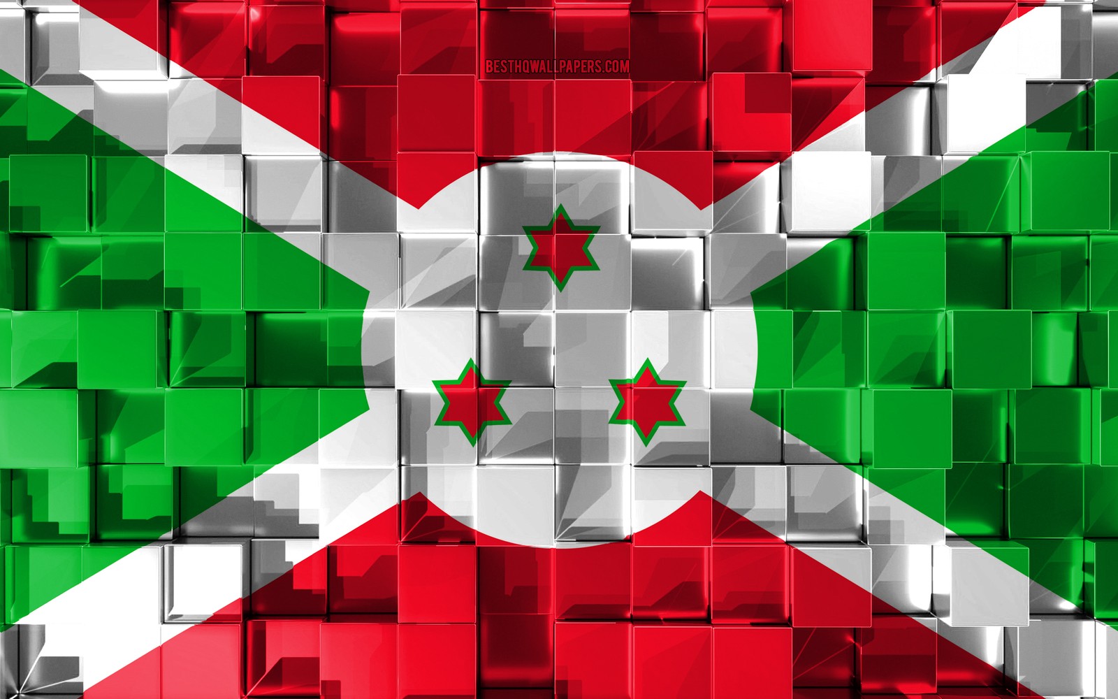 Uma bandeira de burundi com uma estrela no topo (bandeira, verde, vermelho, simetria, padrão)