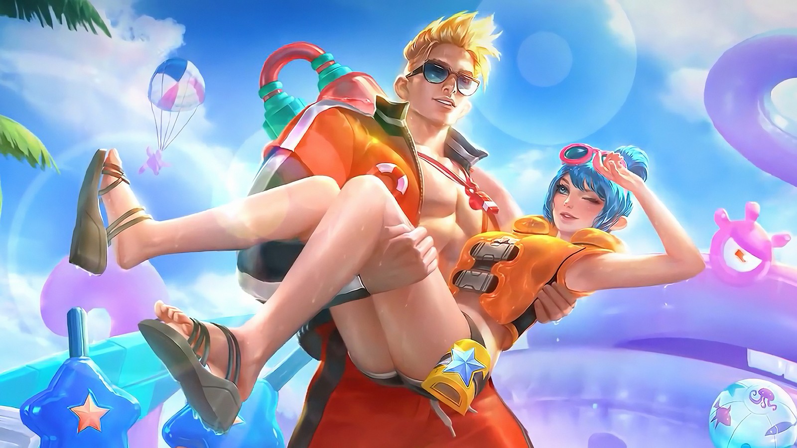 Descargar fondo de pantalla claude, fanny, lifeguard, verano, mobile legends