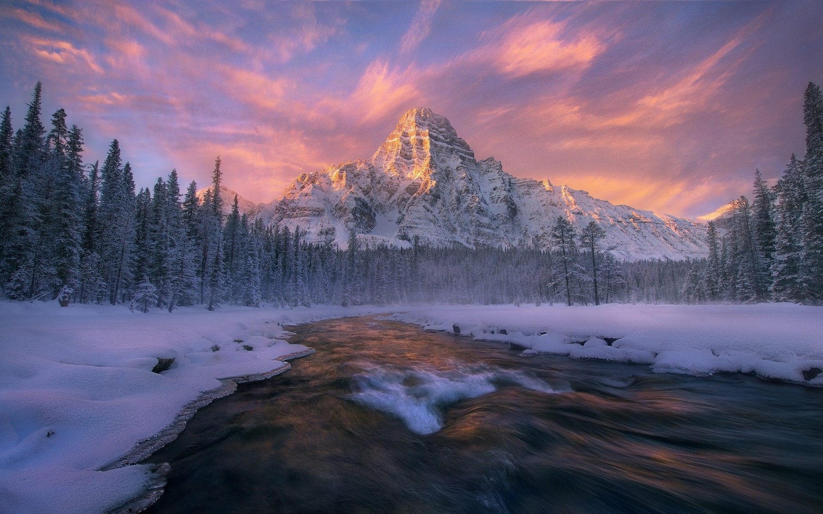 Скачать обои банф, banff, снег, зима, природа