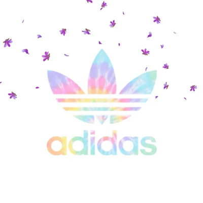 Bunter Adidas-Logo mit floralen Akzenten in Pink und Lila