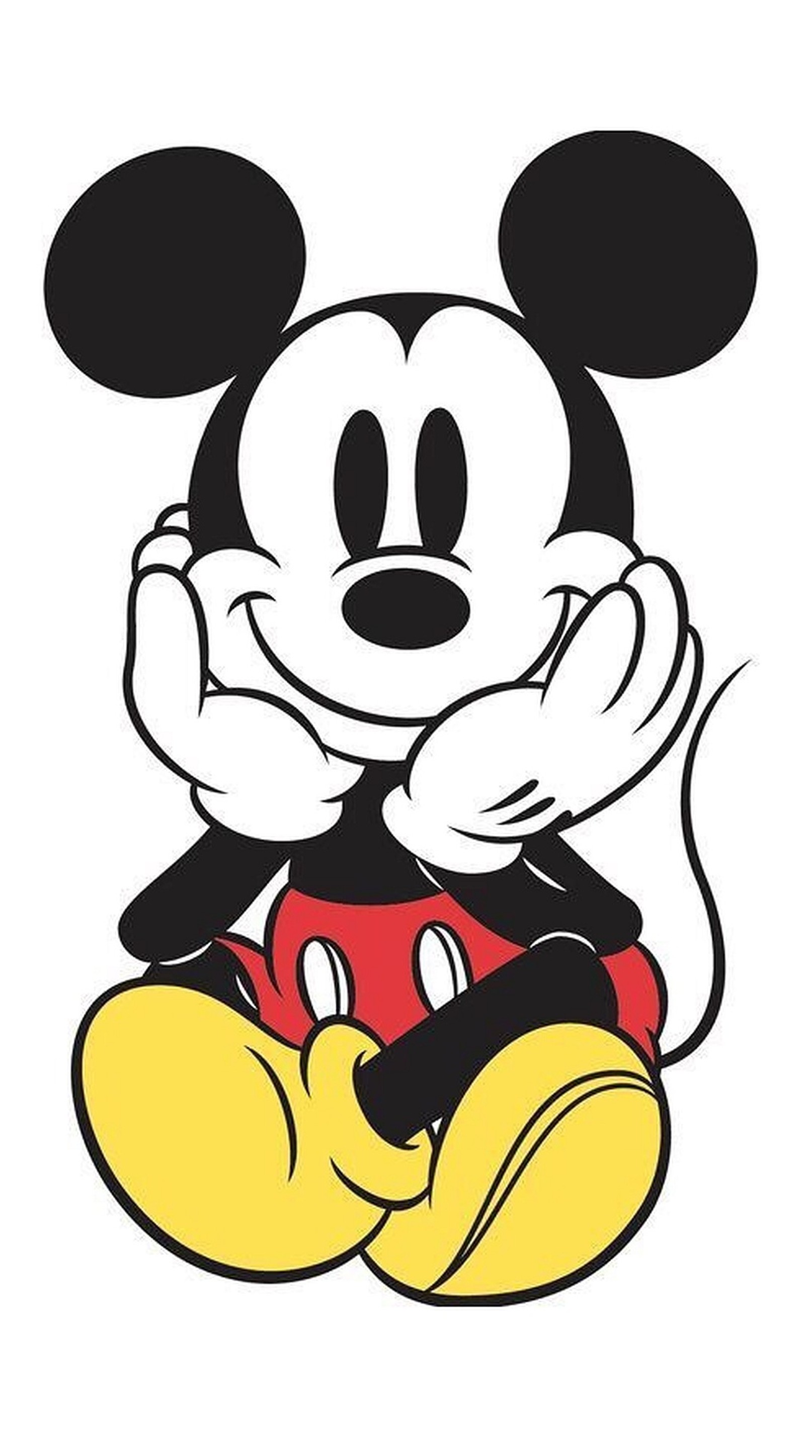 Mickey mouse sitzt auf dem boden mit verschränkten armen (mickey, maus)