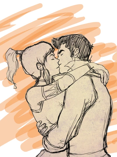 Korra et Mako partagent un tendre baiser