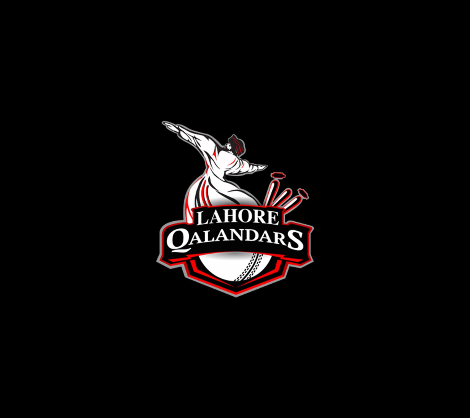 Eine nahaufnahme eines baseball-logos auf schwarzem hintergrund (lahore qalandars psl, lahoreqalandars, lq, psl)