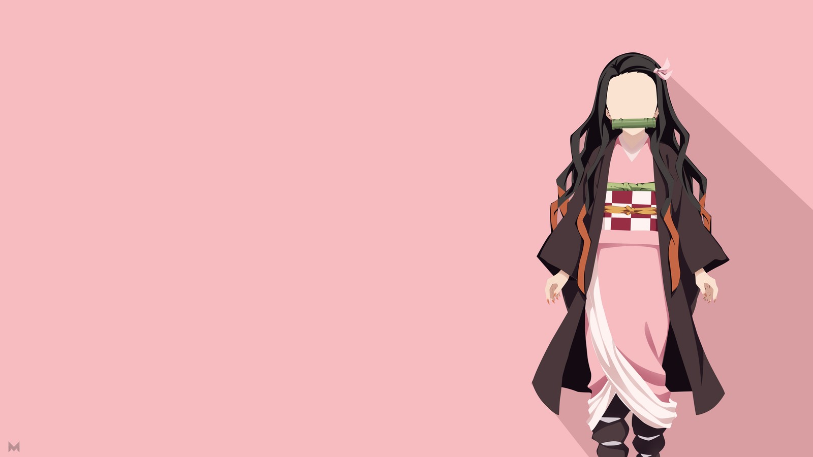 Descargar fondo de pantalla nezuko kamado, minimalista, minimalismo, kimetsu no yaiba, anime