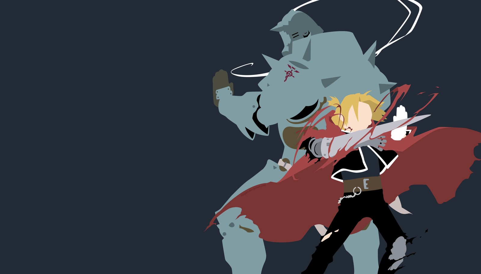 fullmetal alchemist, minimalist, edward elric, alphonse elric, dark background wallpaper