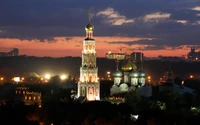 torre, atração turística, marco, noite, cidade