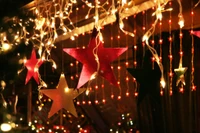 Luzes de Natal festivas e decorações de estrelas em Chicago