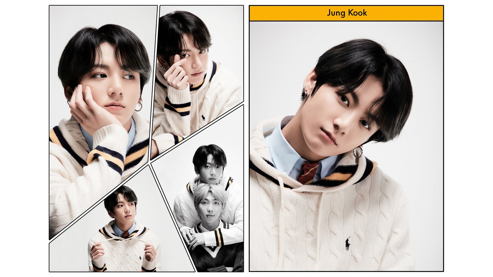 Primer plano de una persona con una corbata y un suéter (jungkook, 정국, jeon jeong guk, jeon jungkook, 전정국)