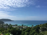 Baie tropicale tranquille avec des eaux azurées et une végétation luxuriante