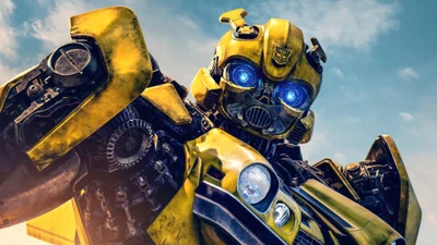 Bumblebee from "Transformers: Rise of the Beasts" ready for action.