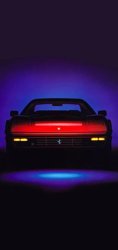 Ferrari Testarossa des années 1980 dans un éclairage esthétique Vaporwave