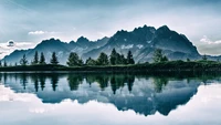 berge, landschaft, bäume, natur