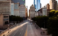 Lebhaftes Chicago Downtown: Eine malerische städtische Landschaft mit Wolkenkratzern und belebten Straßen