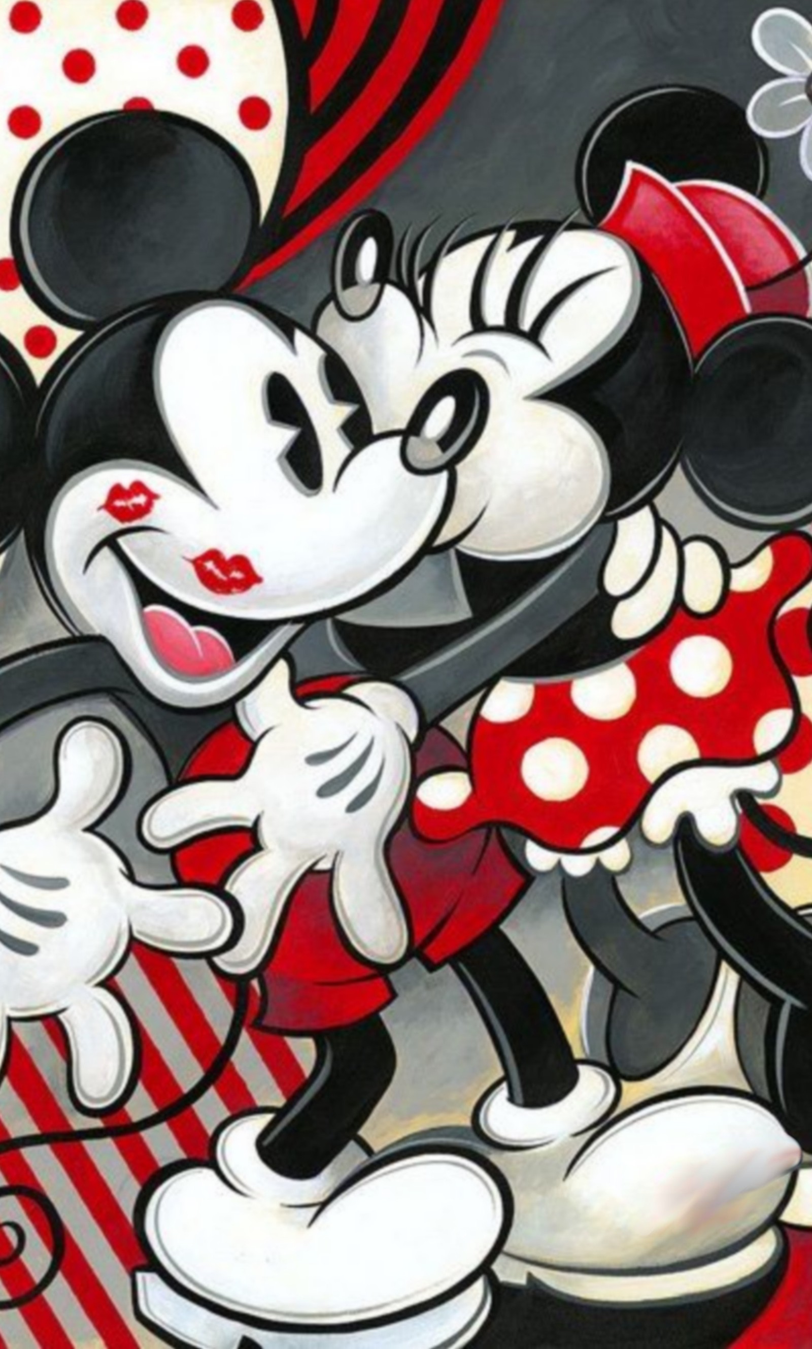 Mickey und minnie maus gemälde (freunde, kuss, liebe, mickey mouse, minnie maus)