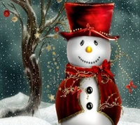 Bonhomme de Neige Festif dans un Pays des Merveilles Hivernal