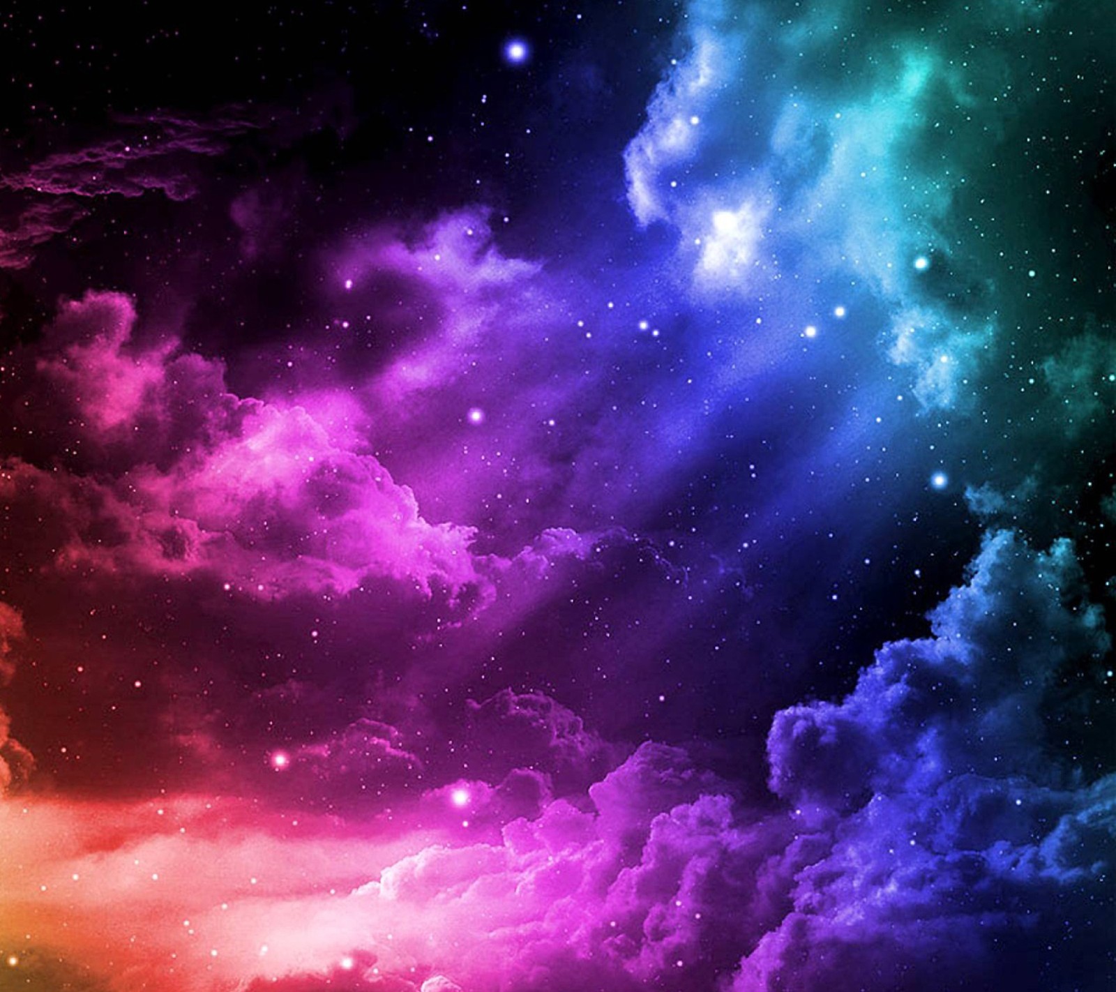 A colorful galaxy wallpaper with clouds and stars (cloud, color, sky, star)