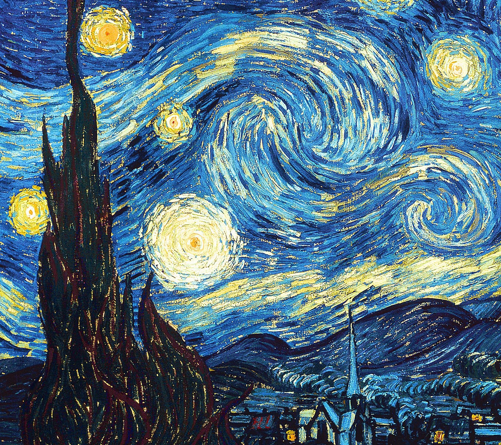 Pintura da noite estrelada de vincent van gogh (estefax, noite, estrelado, noite estrelada, van gogh)