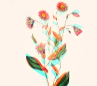 flowers, glitch, retro wallpaper