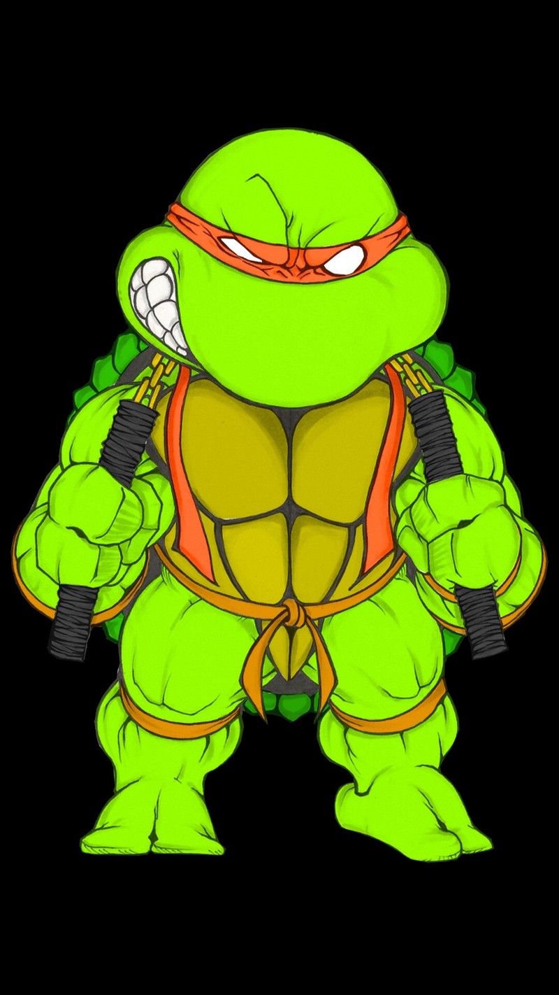 Мультяшный рисунок подростка с мечом (майки, mikey, ниндзя, tmnt, черепаха)