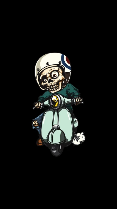 Vintage Skull Rider on Scooter Tattoo Design