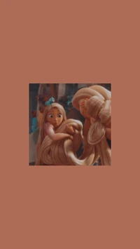 brown, cartoon, rapunzel, soft, soft aesthetic wallpaper