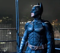 Batman in a dark, urban skyline, embodying the essence of the Dark Knight.