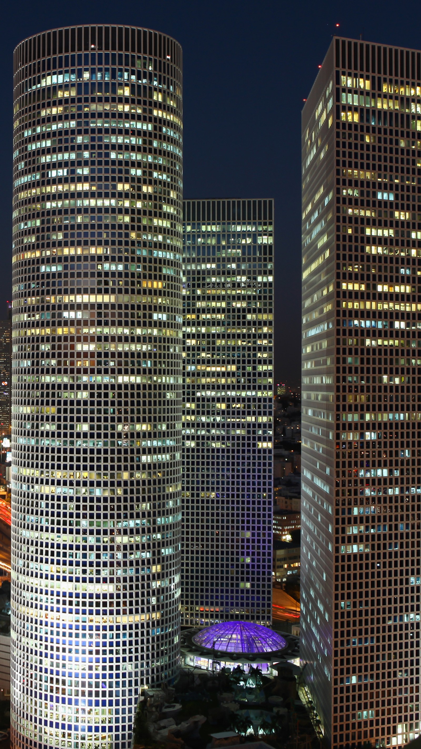 Lade gebäude, stadt, israel, wolkenkratzer, tel aviv Hintergrund herunter