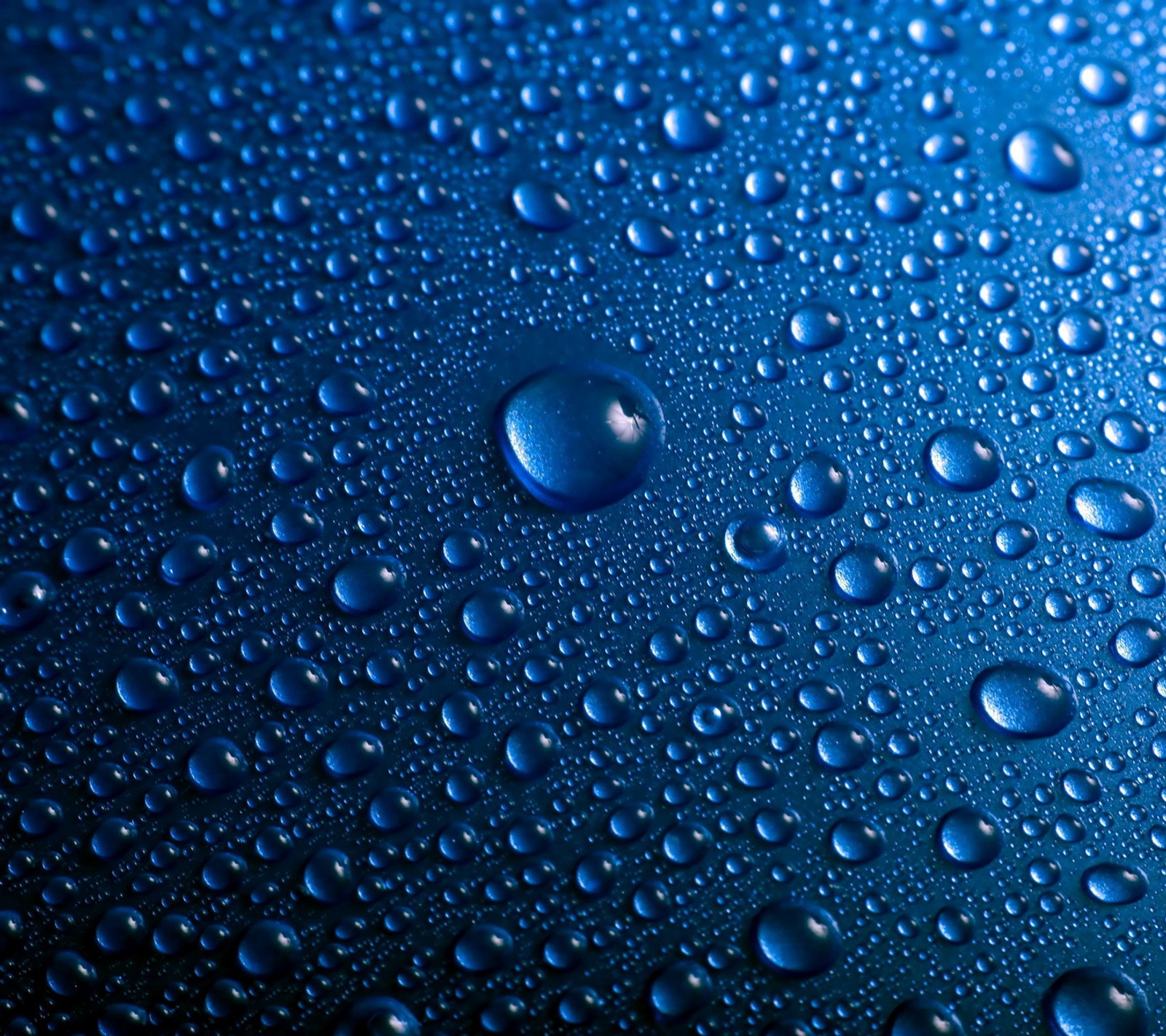 A close up of water droplets on a blue surface (art, design, painting)