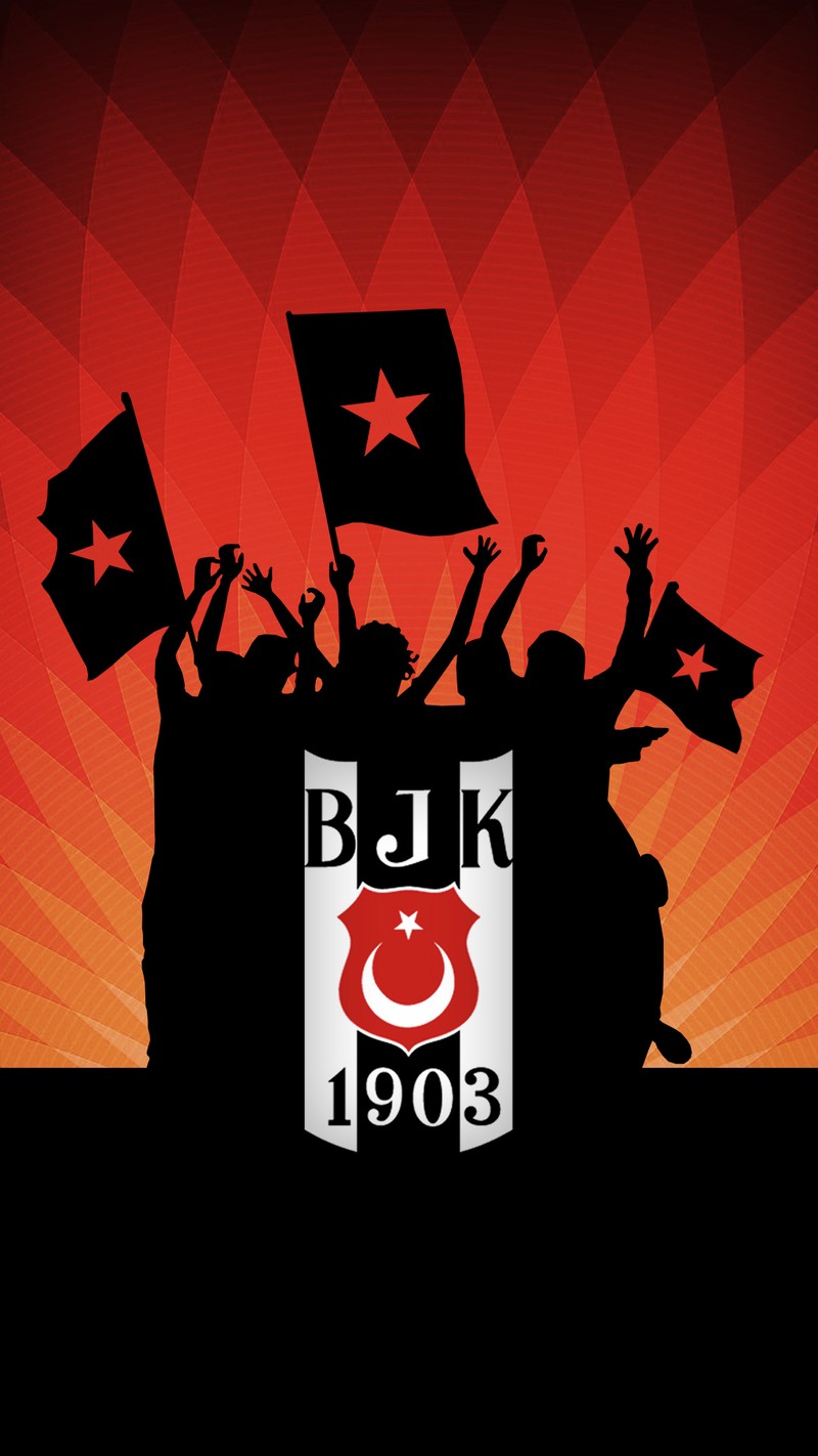 Люди с флагами, машущие в воздухе (1903, 3 yidiz, бешикташ, besiktas, bjk)