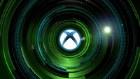 Futuristischer grüner abstrakter Hintergrund mit Xbox-Logo