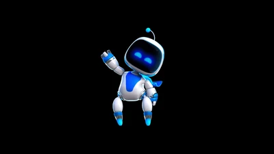 Astro Bot: Compañero Robot Juguetón sobre un Fondo Negro