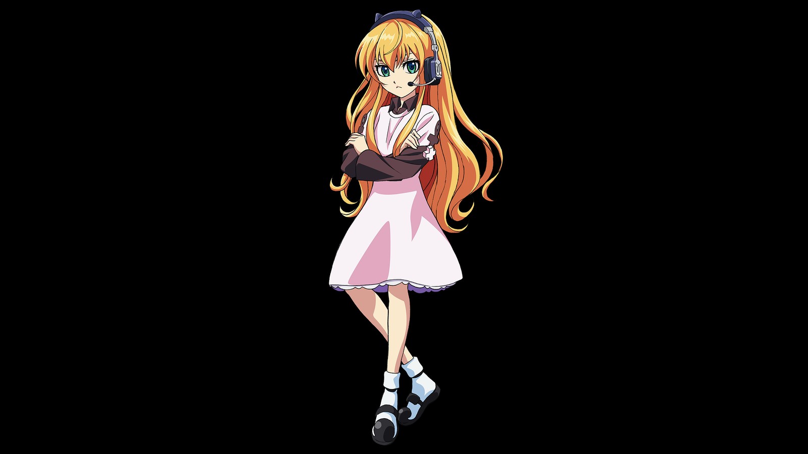 Anime, anime girl, long hair, black background, blonde, dress, dress, dress, (gunjou no magmel, magmel of the sea blue, anime, zero)