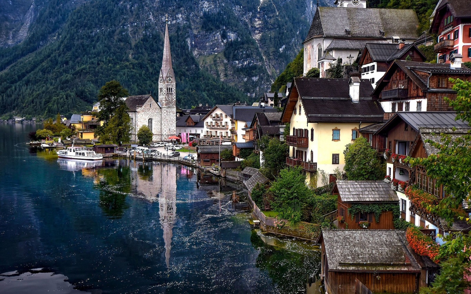 tourism, mountain village, town, village, reflection wallpaper